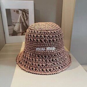 Miu Miu Tan Crochet Bucket Hat